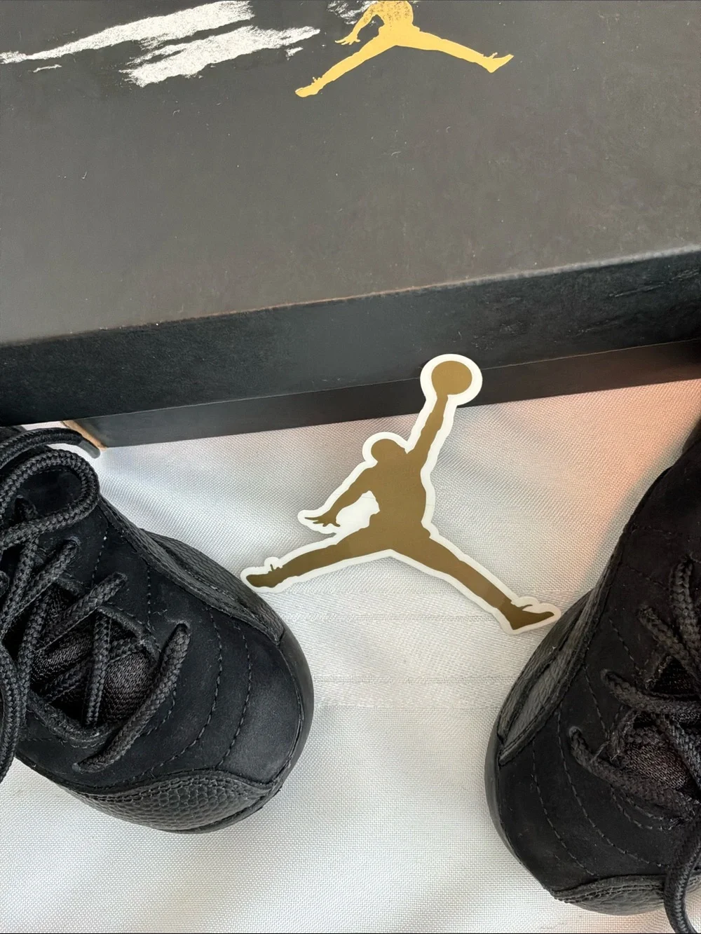 Jordan Kids Black Retro 12 Sneakers size 6c with gold sticker with box